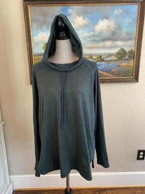 Athleta Heathered Dark Green Hooded Top